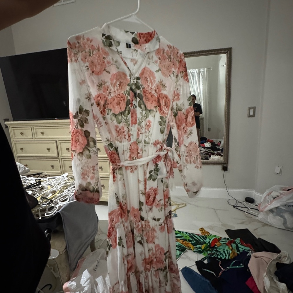 Pink Ruffled Tie Front Sundress